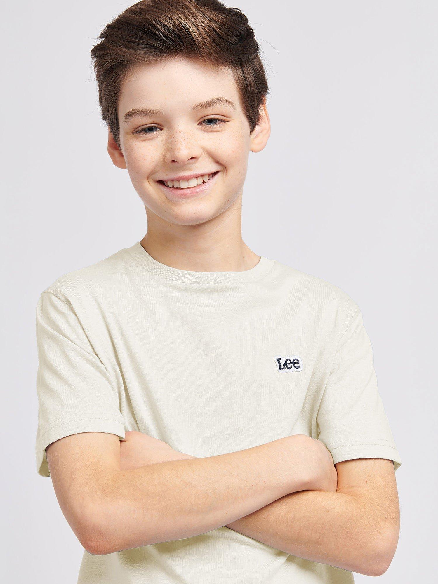 Product image 4 of 8, which shows Lee Kids' Badge Cotton T-Shirt, White Asparagus, 7-8 years