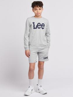 Lee Kids' Wobbly Logo Long Sleeve T-Shirt - view 2, Vintage Grey Heather