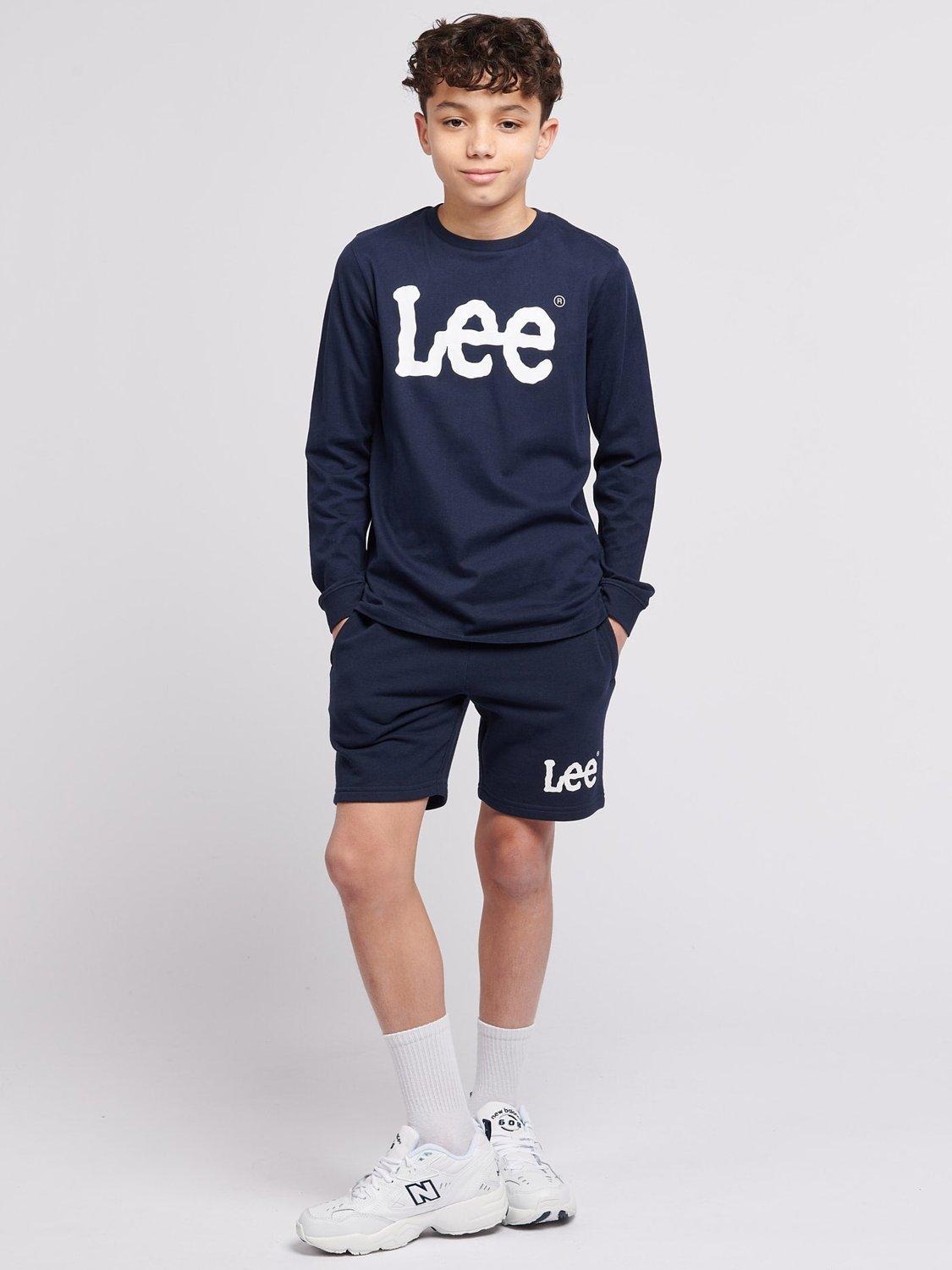 Product image 2 of 8, which shows Lee Kids' Wobbly Logo Long Sleeve T-Shirt, Navy Blazer, 7-8 years