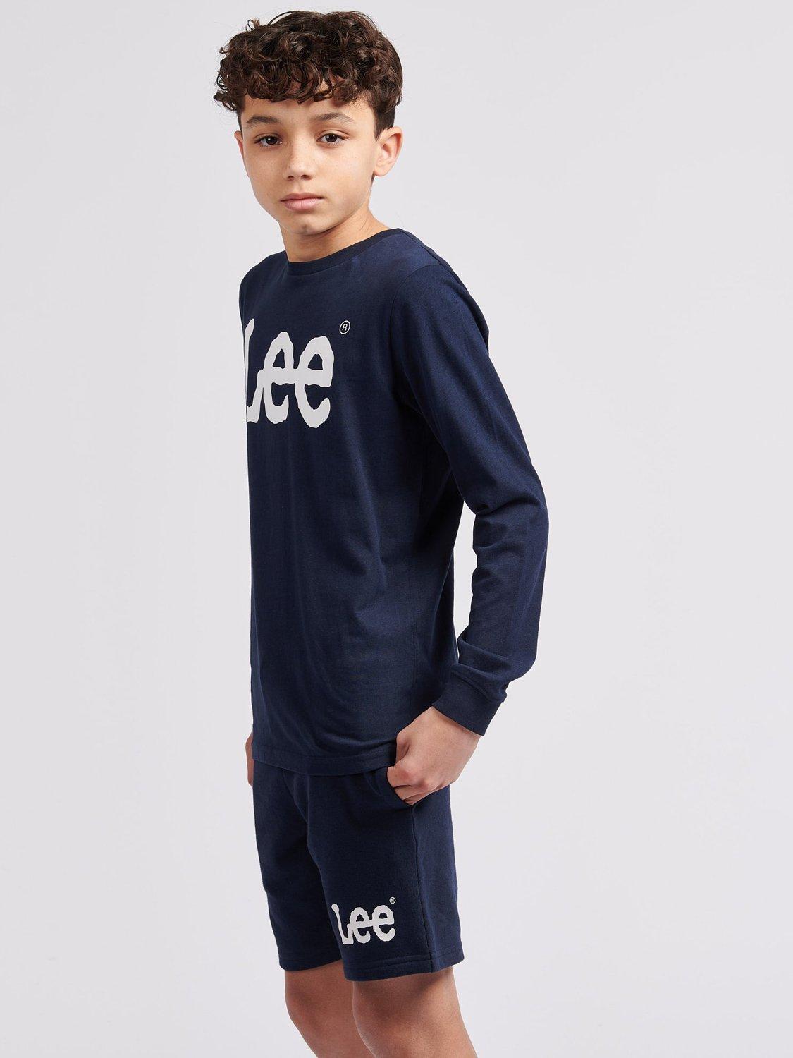 Product image 4 of 8, which shows Lee Kids' Wobbly Logo Long Sleeve T-Shirt, Navy Blazer, 7-8 years