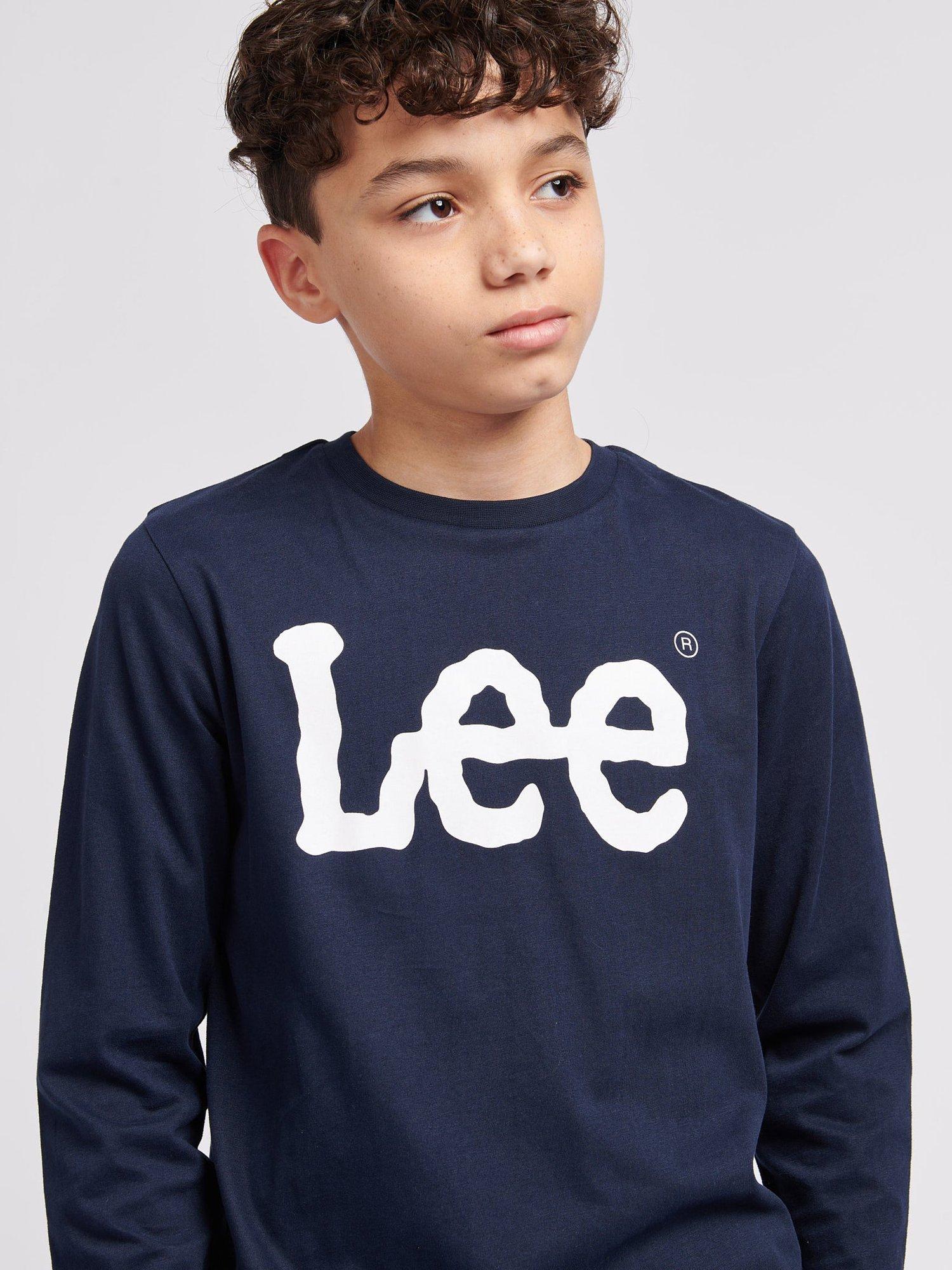 Product image 5 of 8, which shows Lee Kids' Wobbly Logo Long Sleeve T-Shirt, Navy Blazer, 7-8 years