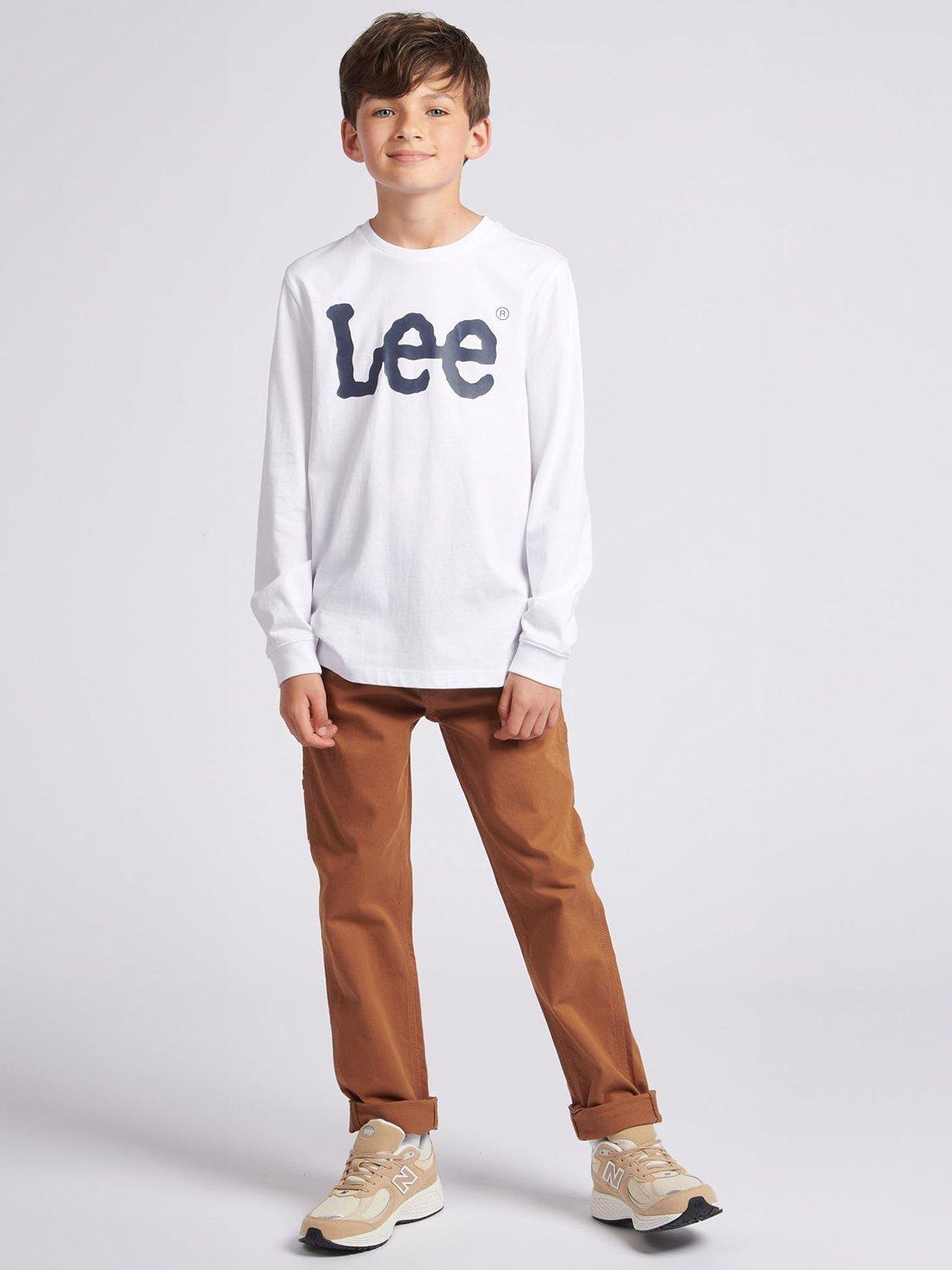 Product image 2 of 8, which shows Lee Kids' Wobbly Logo Long Sleeve T-Shirt, Bright White, 7-8 years