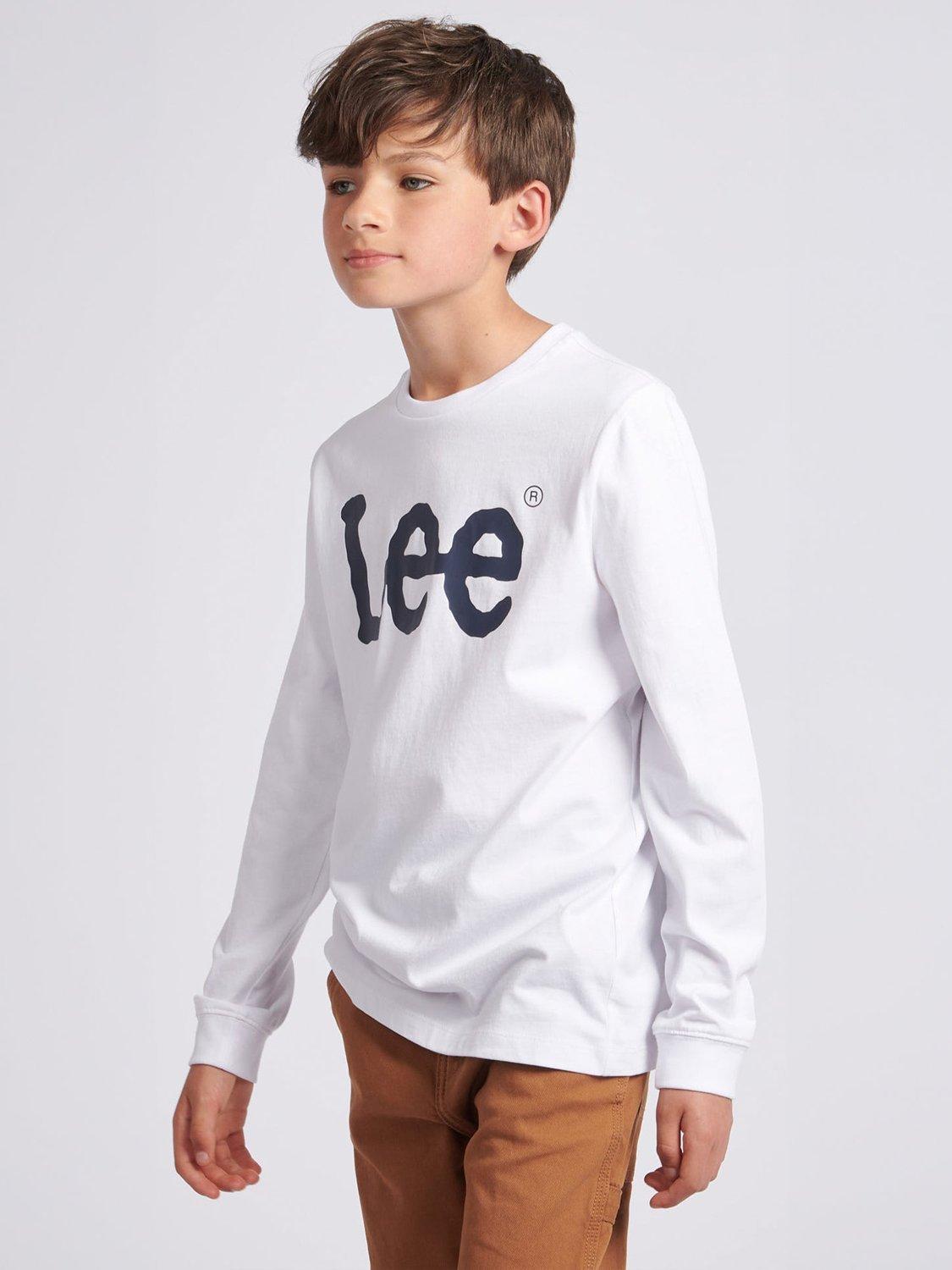 Product image 5 of 8, which shows Lee Kids' Wobbly Logo Long Sleeve T-Shirt, Bright White, 7-8 years