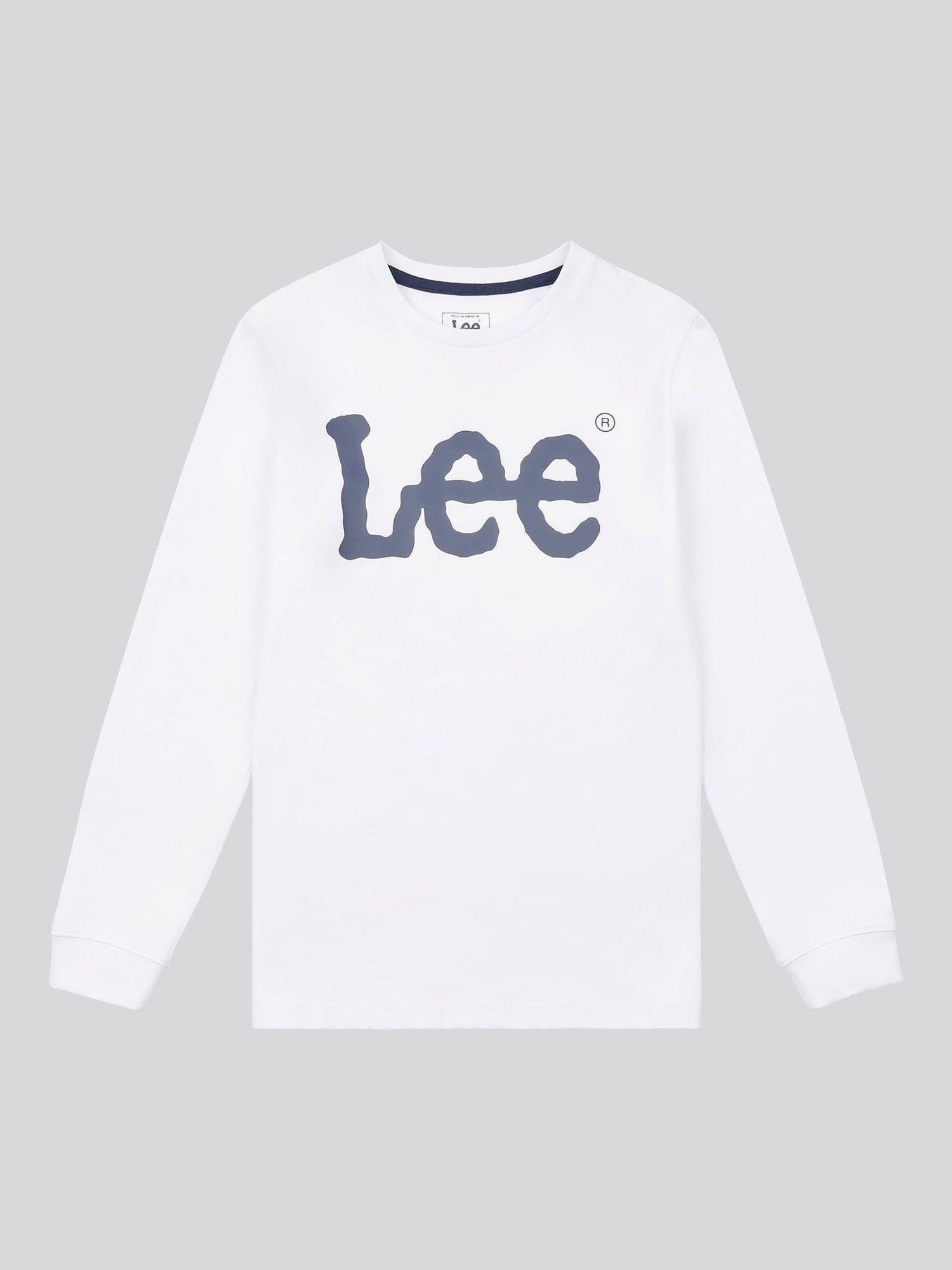 Product image 6 of 8, which shows Lee Kids' Wobbly Logo Long Sleeve T-Shirt, Bright White, 7-8 years