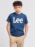 Lee Kids' Wobbly Logo T-Shirt, Dark Denim