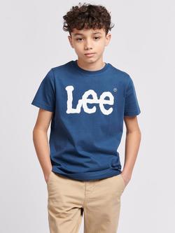 Lee Kids' Wobbly Logo T-Shirt, Dark Denim