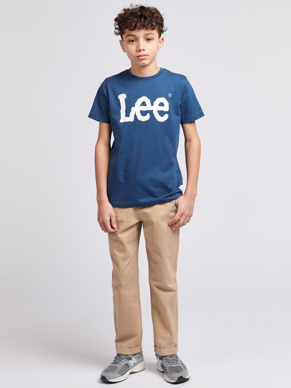 Product image 2 of 8, which shows Lee Kids' Wobbly Logo T-Shirt, Dark Denim, 7-8 years