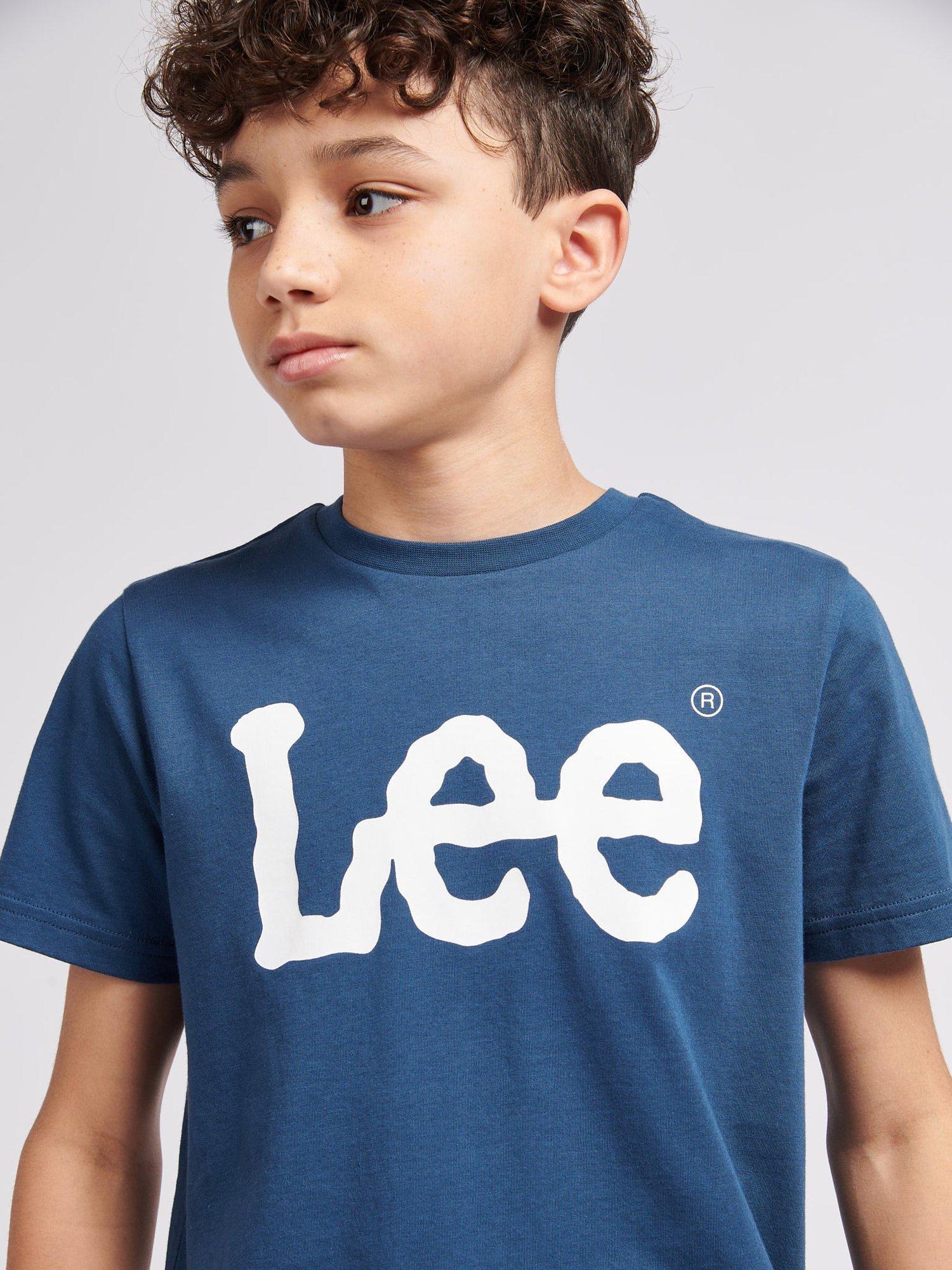 Product image 5 of 8, which shows Lee Kids' Wobbly Logo T-Shirt, Dark Denim, 7-8 years