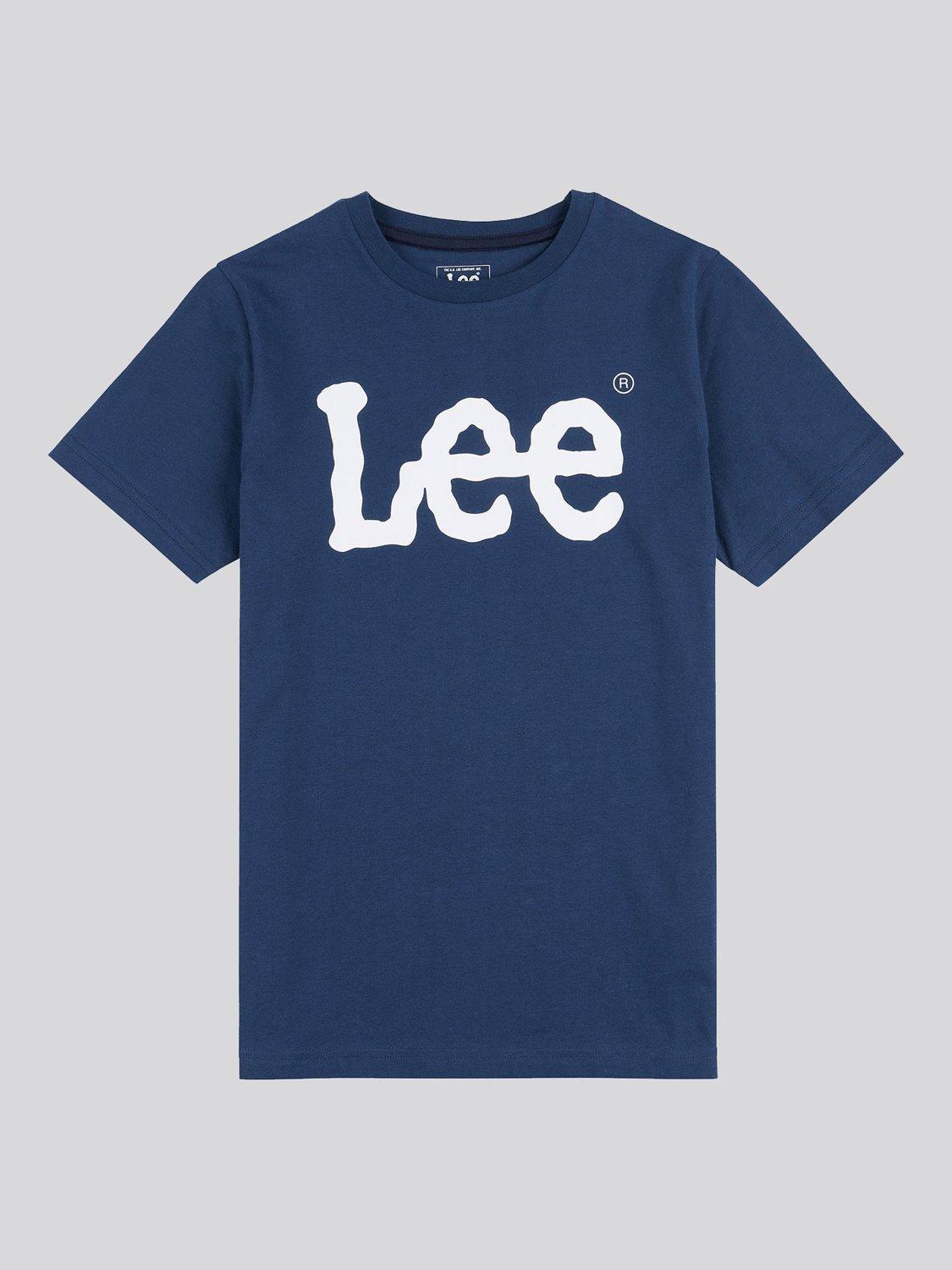 Product image 6 of 8, which shows Lee Kids' Wobbly Logo T-Shirt, Dark Denim, 7-8 years