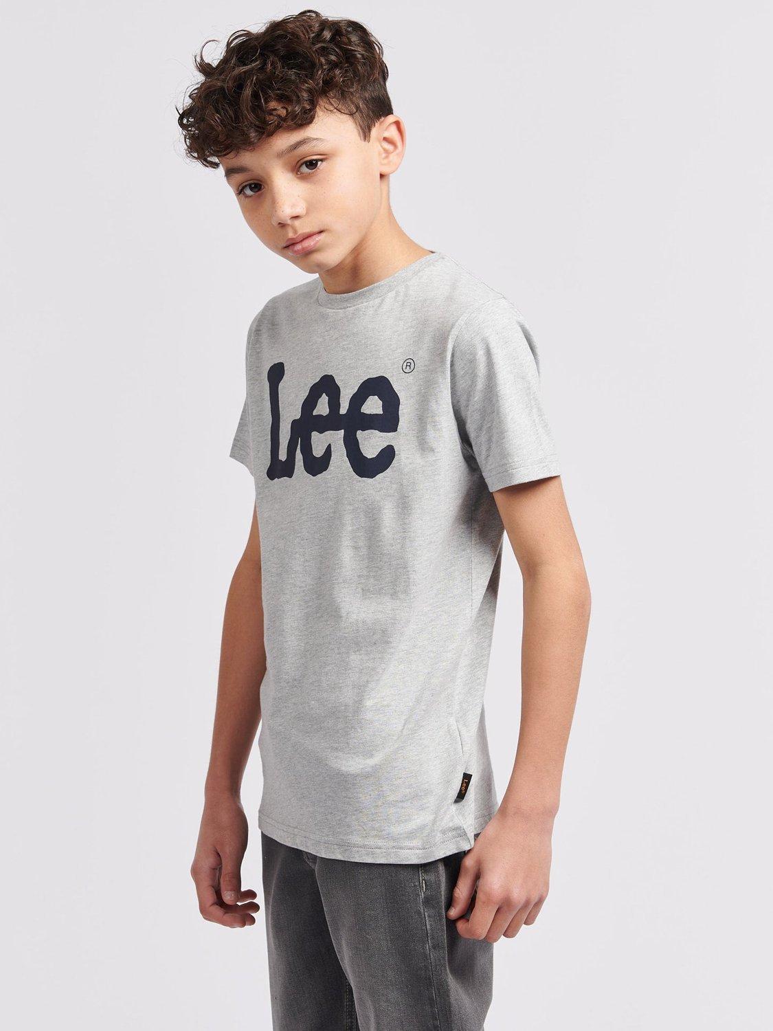 Product image 4 of 5, which shows Lee Kids' Wobbly Logo T-Shirt, Vintage Grey Heather, 7-8 years