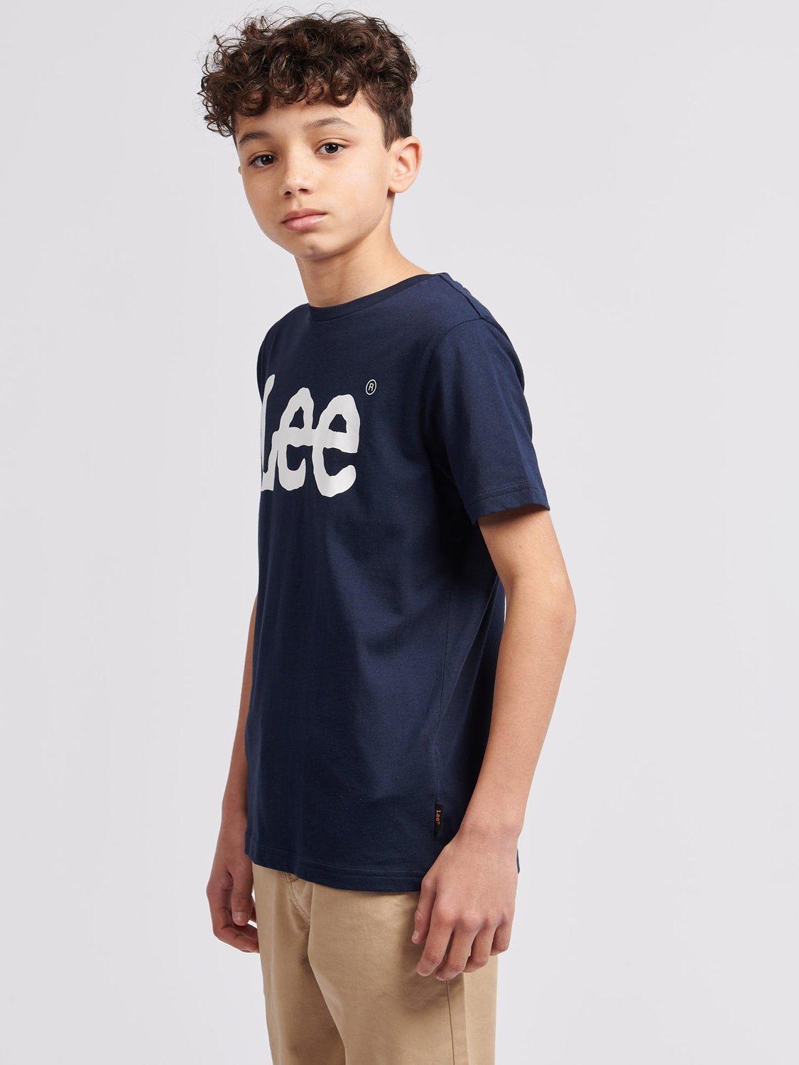 Product image 4 of 9, which shows Lee Kids' Wobbly Logo T-Shirt, Navy Blazer, 7-8 years