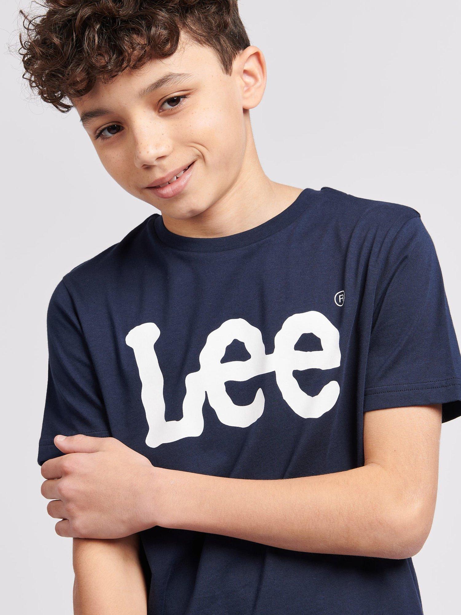 Product image 5 of 9, which shows Lee Kids' Wobbly Logo T-Shirt, Navy Blazer, 7-8 years