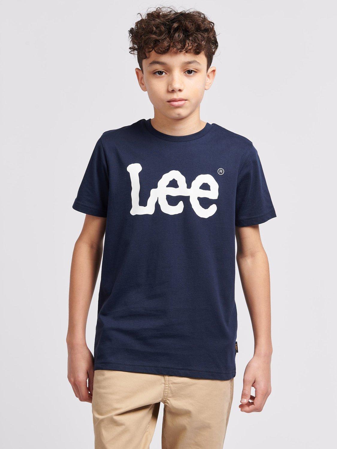 Product image 6 of 9, which shows Lee Kids' Wobbly Logo T-Shirt, Navy Blazer, 7-8 years