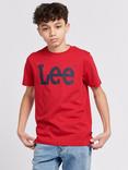 Lee Kids' Wobbly Logo T-Shirt, Tango Red