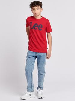 Lee Kids' Wobbly Logo T-Shirt - view 2, Tango Red