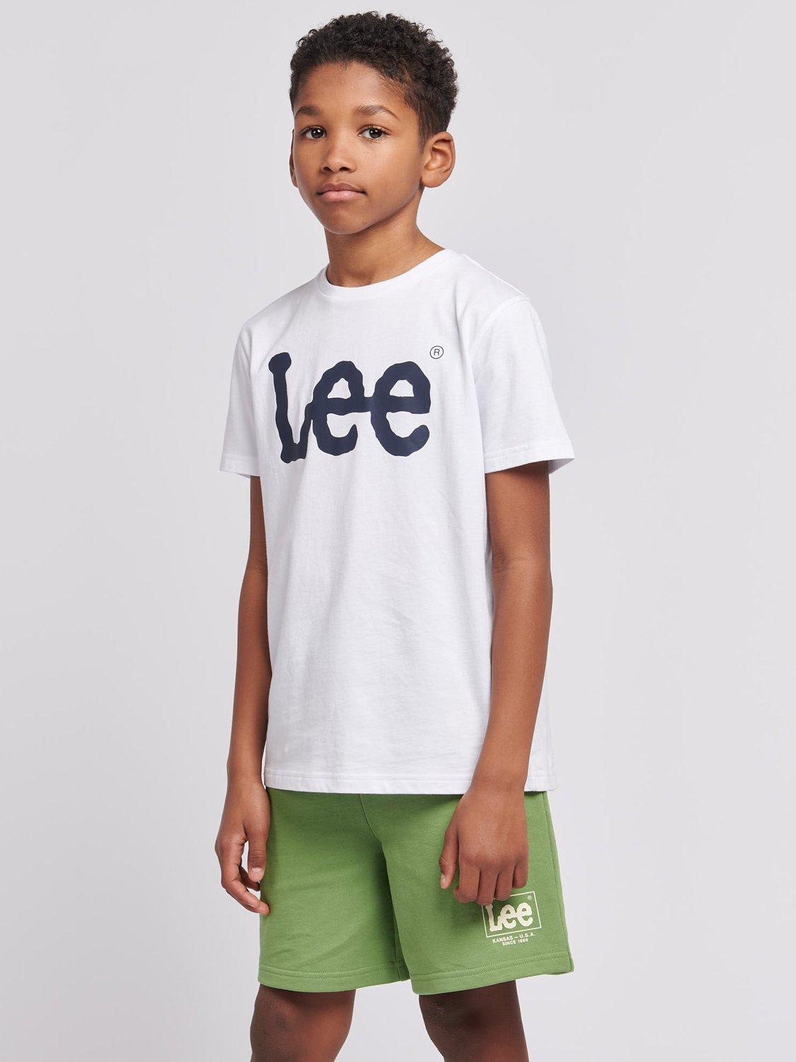 Product image 1 of 8, which shows Lee Kids' Wobbly Logo T-Shirt, Bright White, 7-8 years