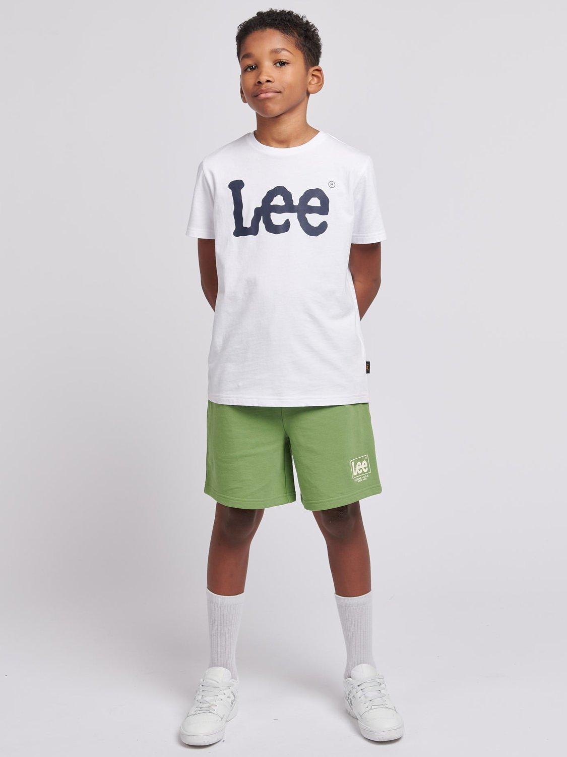 Product image 2 of 8, which shows Lee Kids' Wobbly Logo T-Shirt, Bright White, 7-8 years