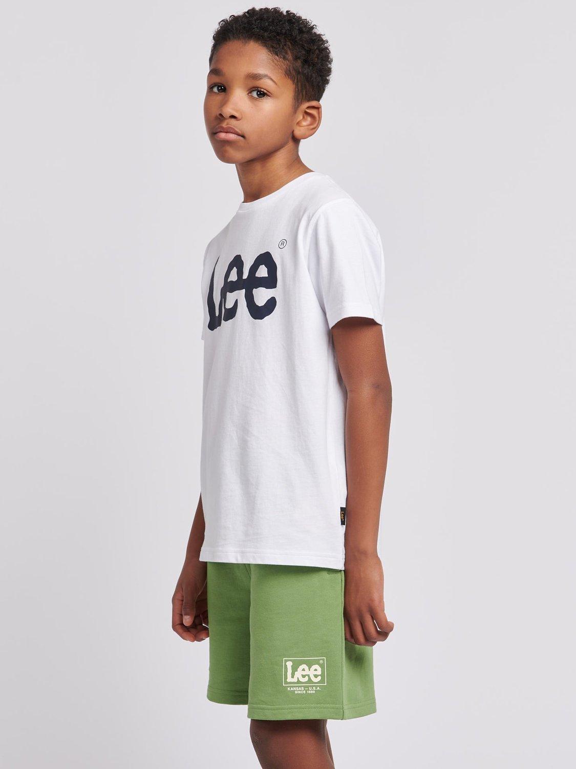 Product image 4 of 8, which shows Lee Kids' Wobbly Logo T-Shirt, Bright White, 7-8 years