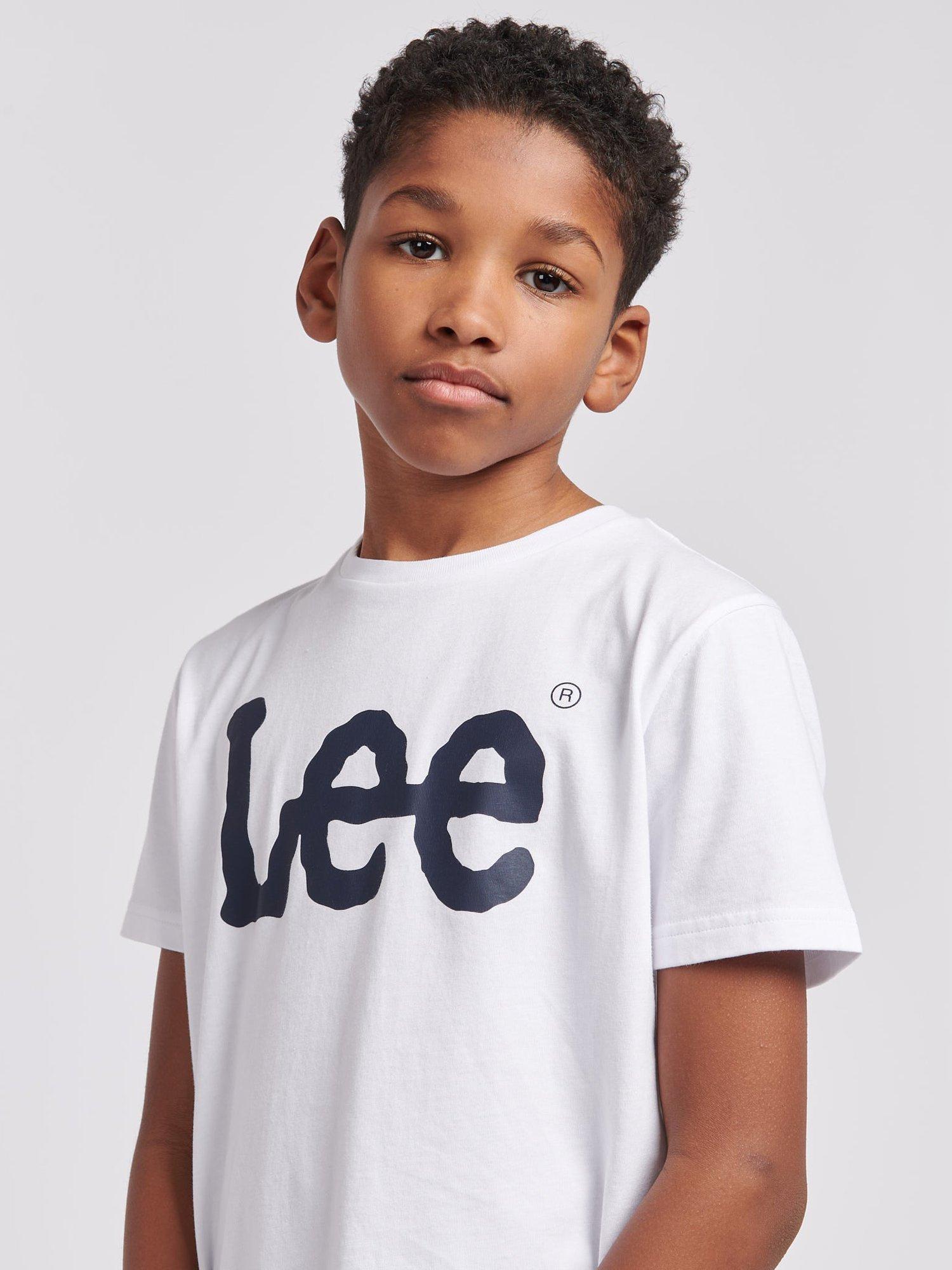 Product image 5 of 8, which shows Lee Kids' Wobbly Logo T-Shirt, Bright White, 7-8 years