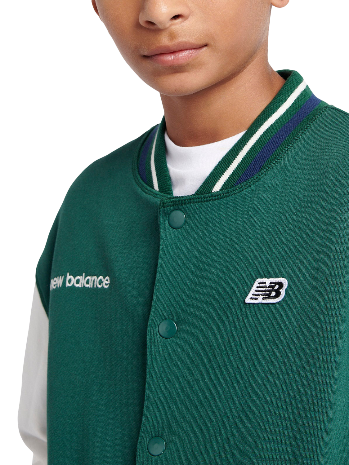 Product image 4 of 11, which shows New Balance Kids' Baseball Jacket, Nightwatch Green, 7-8 years