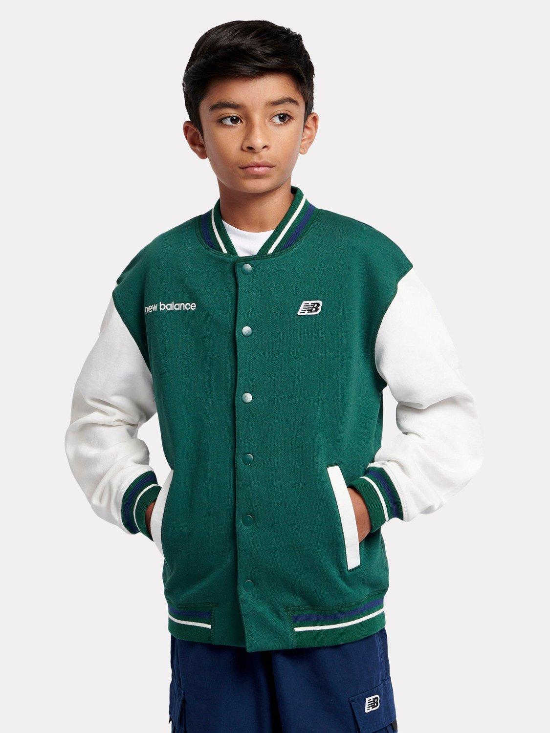 Product image 8 of 11, which shows New Balance Kids' Baseball Jacket, Nightwatch Green, 7-8 years