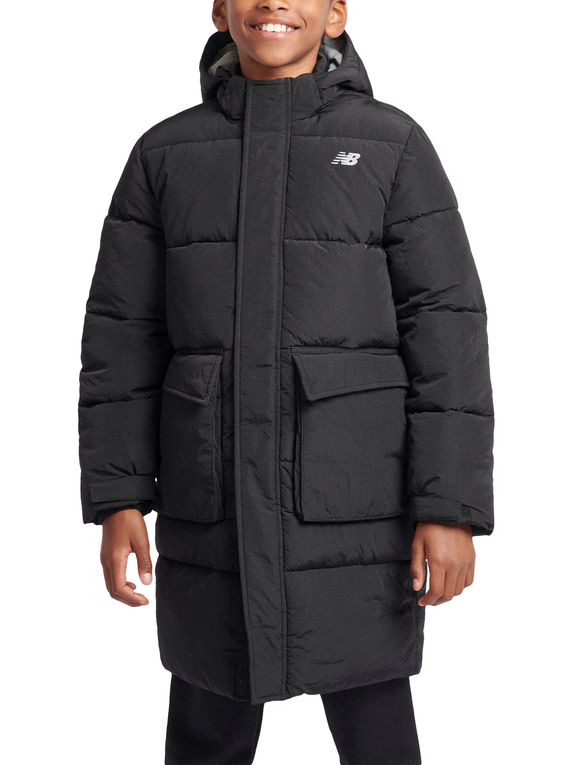 Product image 1 of 11, which shows New Balance Kids' Longline Puffer Coat, Nb Caviar, 7-8 years