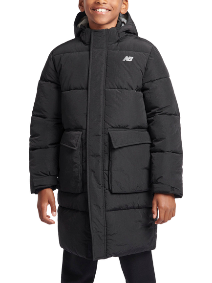 New Balance Kids' Longline Puffer Coat, Nb Caviar, Nb Caviar