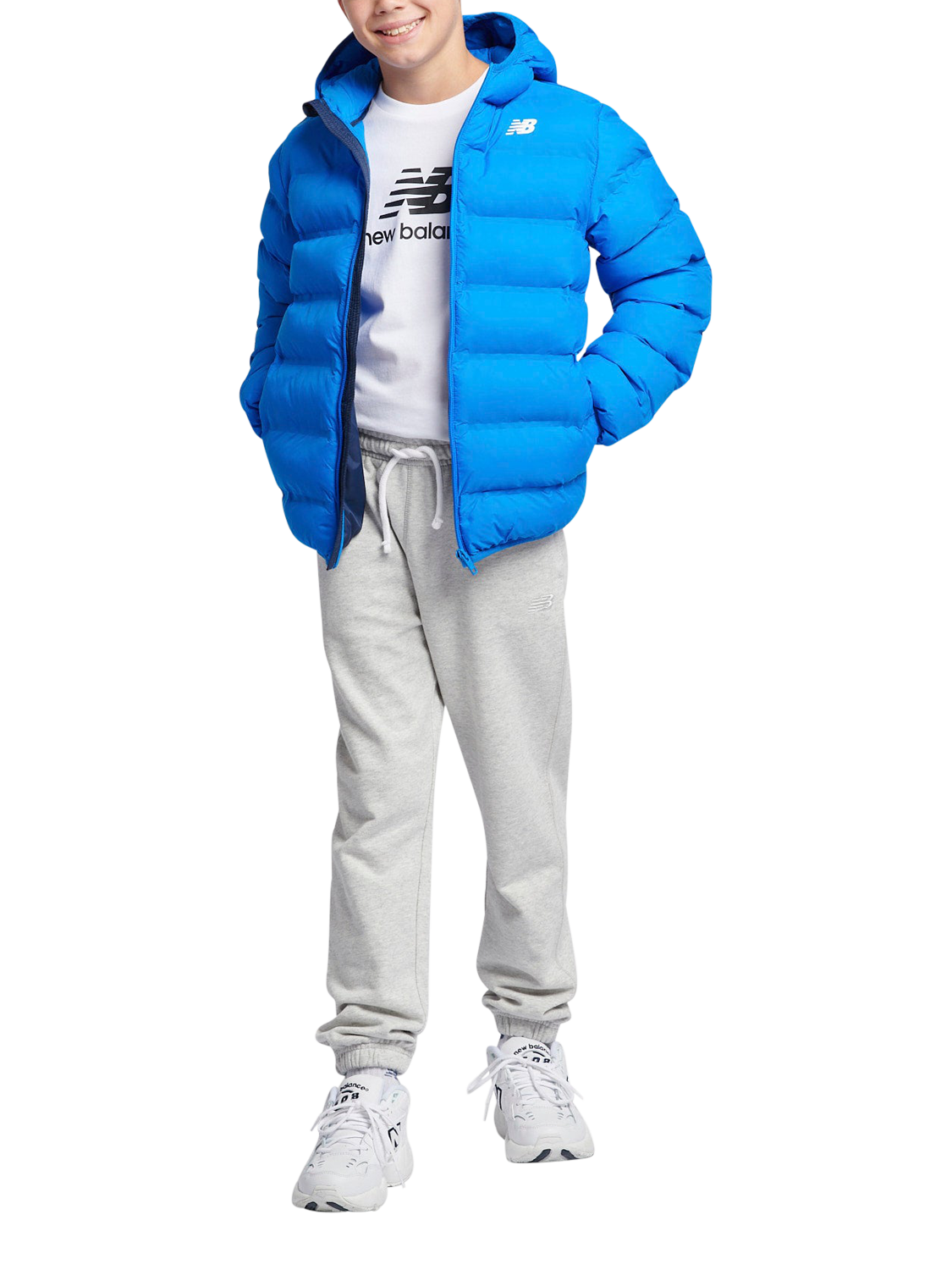Product image 4 of 10, which shows New Balance Kids' Hooded Quilted Jacket, Blue Oasis, 3-4 years