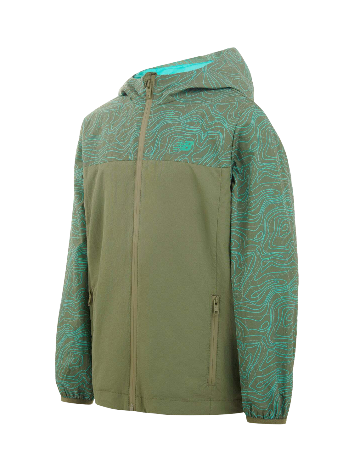 Product image 7 of 10, which shows New Balance Kids' Printed Woven Jacket, Dark Olivine, 7-8 years