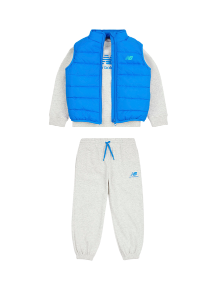 New Balance Kids' Sweatshirt, Joggers & Gilet Set, Ash Heather