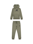 New Balance Kids' Logo Hoodie & Joggers Set, Dark Olivine