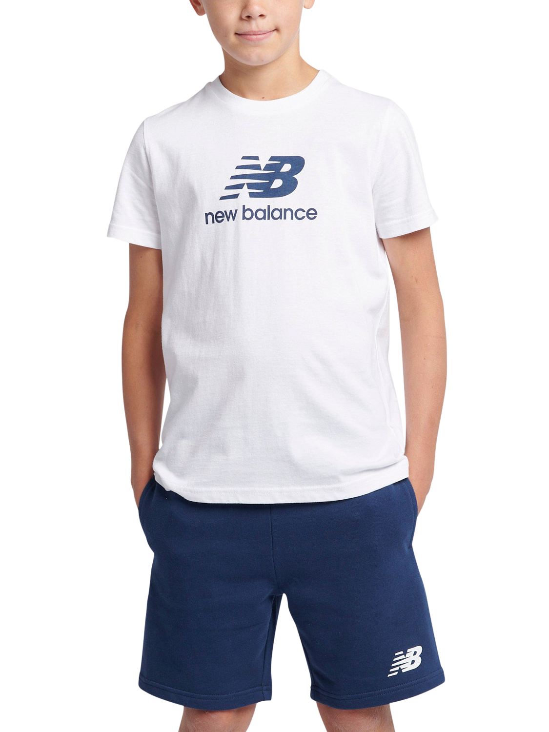 Product image 4 of 9, which shows New Balance Kids' Logo Tee & Shorts Set, Nb Bright White, 3-4 years