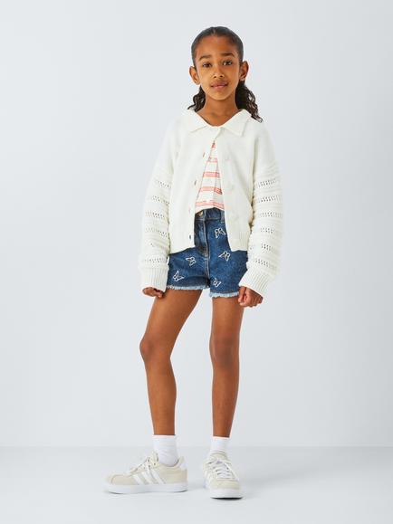John Lewis Butterfly Denim Shorts, Dark Denim - view 2, Dark Denim