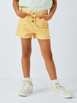 John Lewis Girl's Frayed Hem Denim Shorts, Yellow, Yellow
