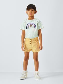 John Lewis Girl's Frayed Hem Denim Shorts, Yellow - view 2, Yellow