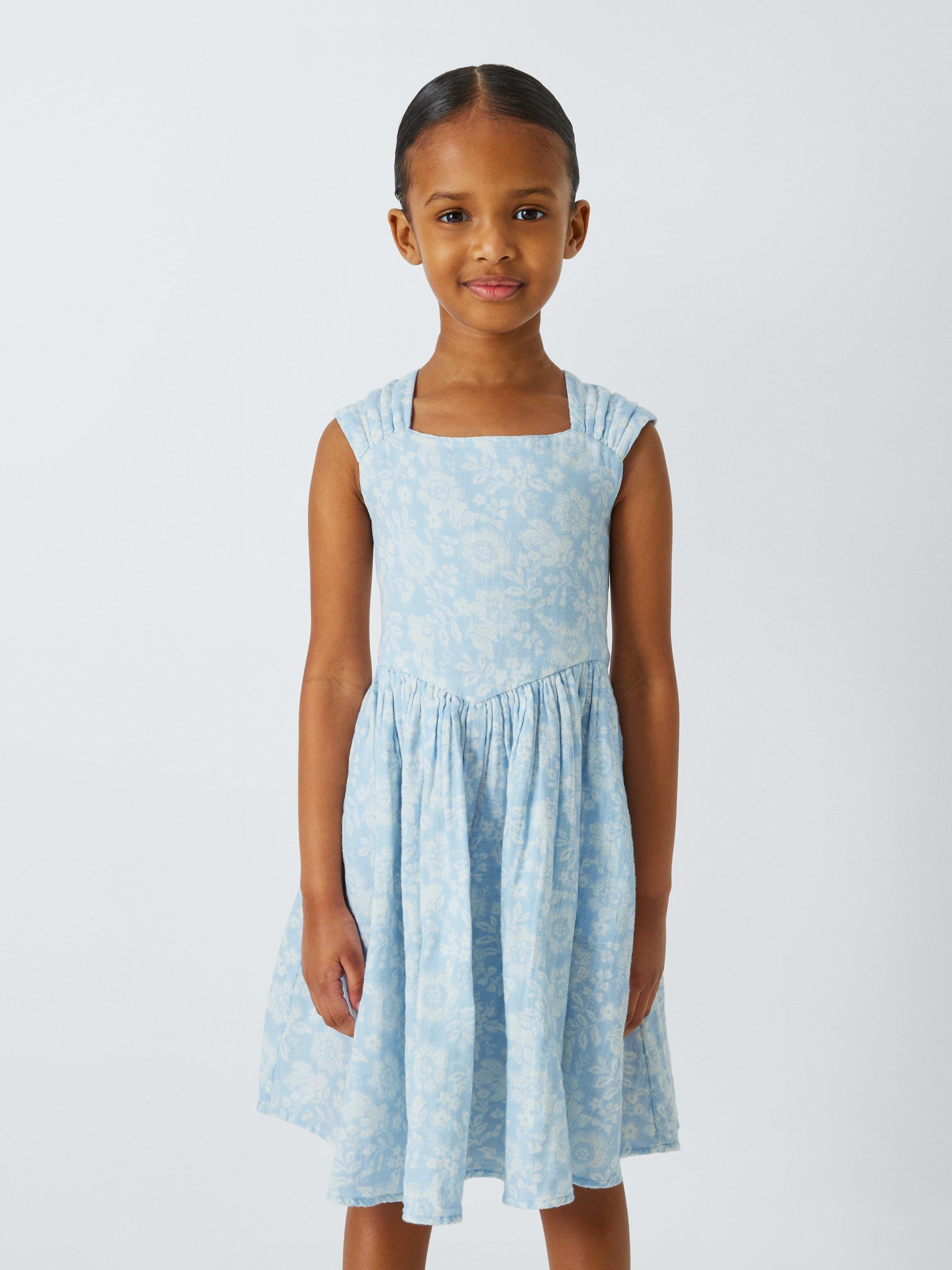 John Lewis Kids' Floral Dress, Blue