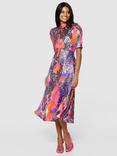 Closet London Print Tie Back A-Line Dress, Orange