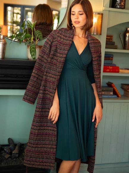 Alie Street Sabrina French Weave Coat, Berry/Multi, Berry/Multi