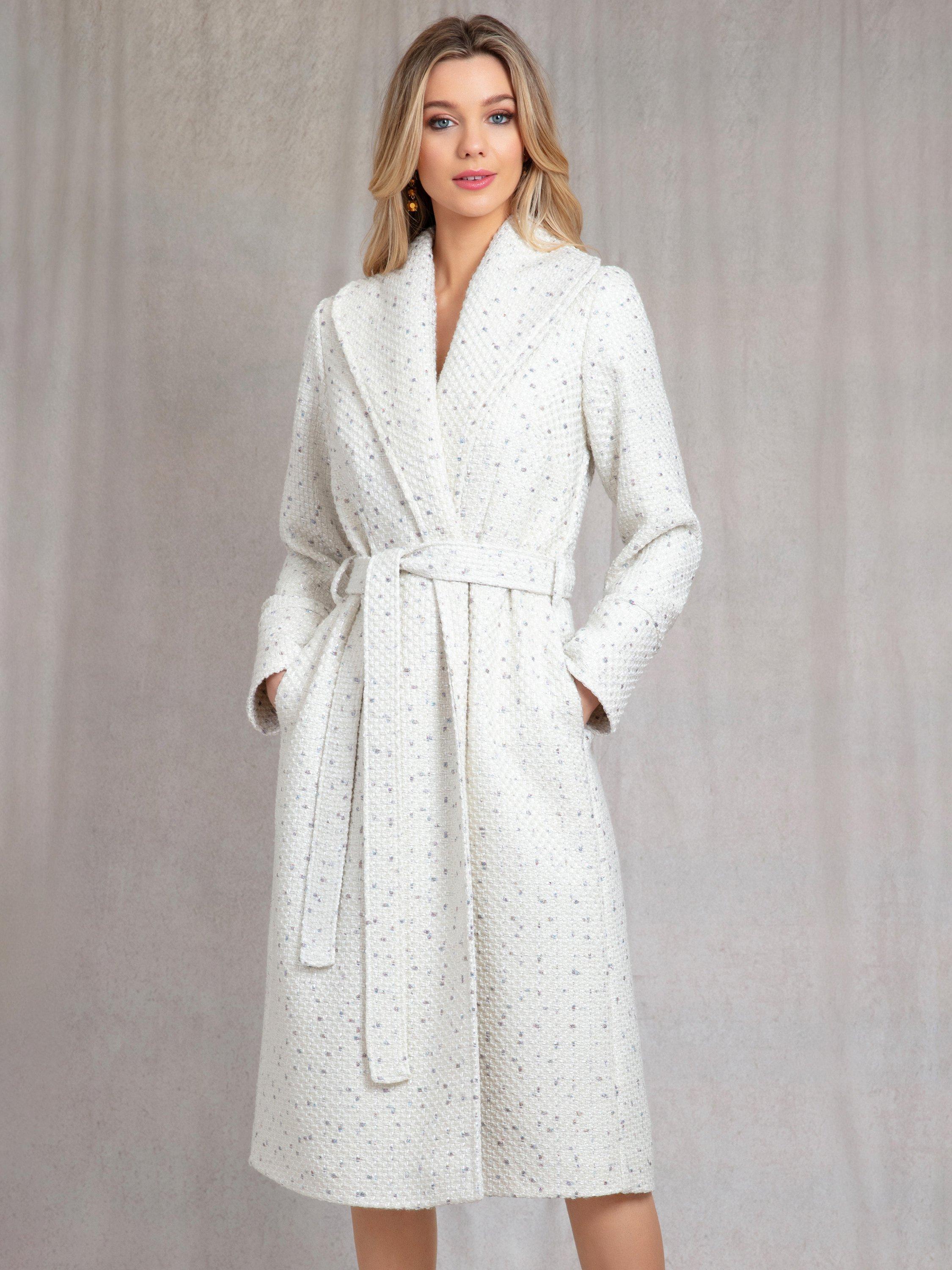 Product image 3 of 10, which shows Alie Street Sabrina Bouclé Coat, Ivory, 6