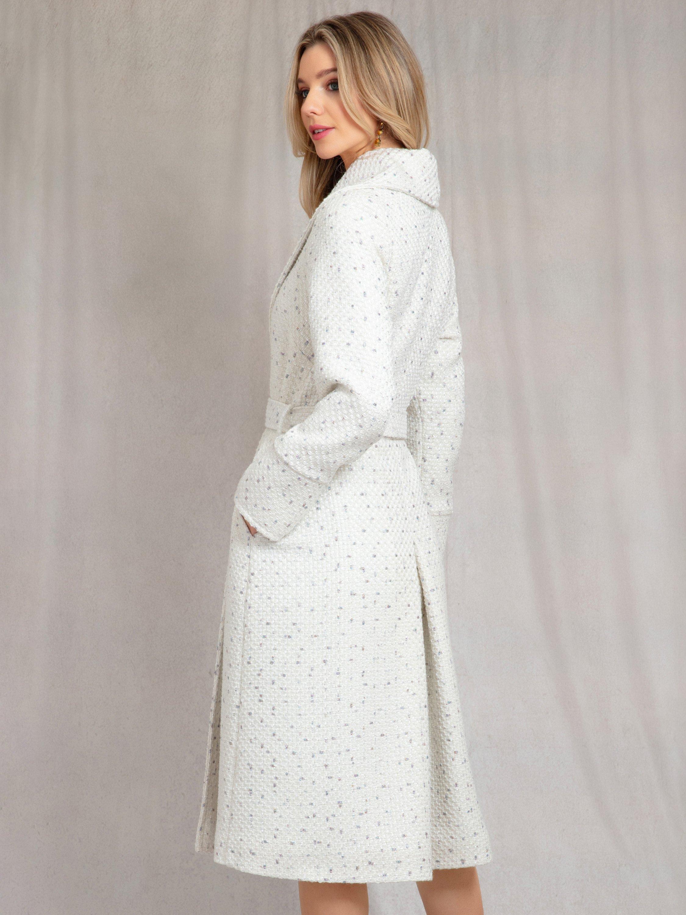 Product image 4 of 10, which shows Alie Street Sabrina Bouclé Coat, Ivory, 6