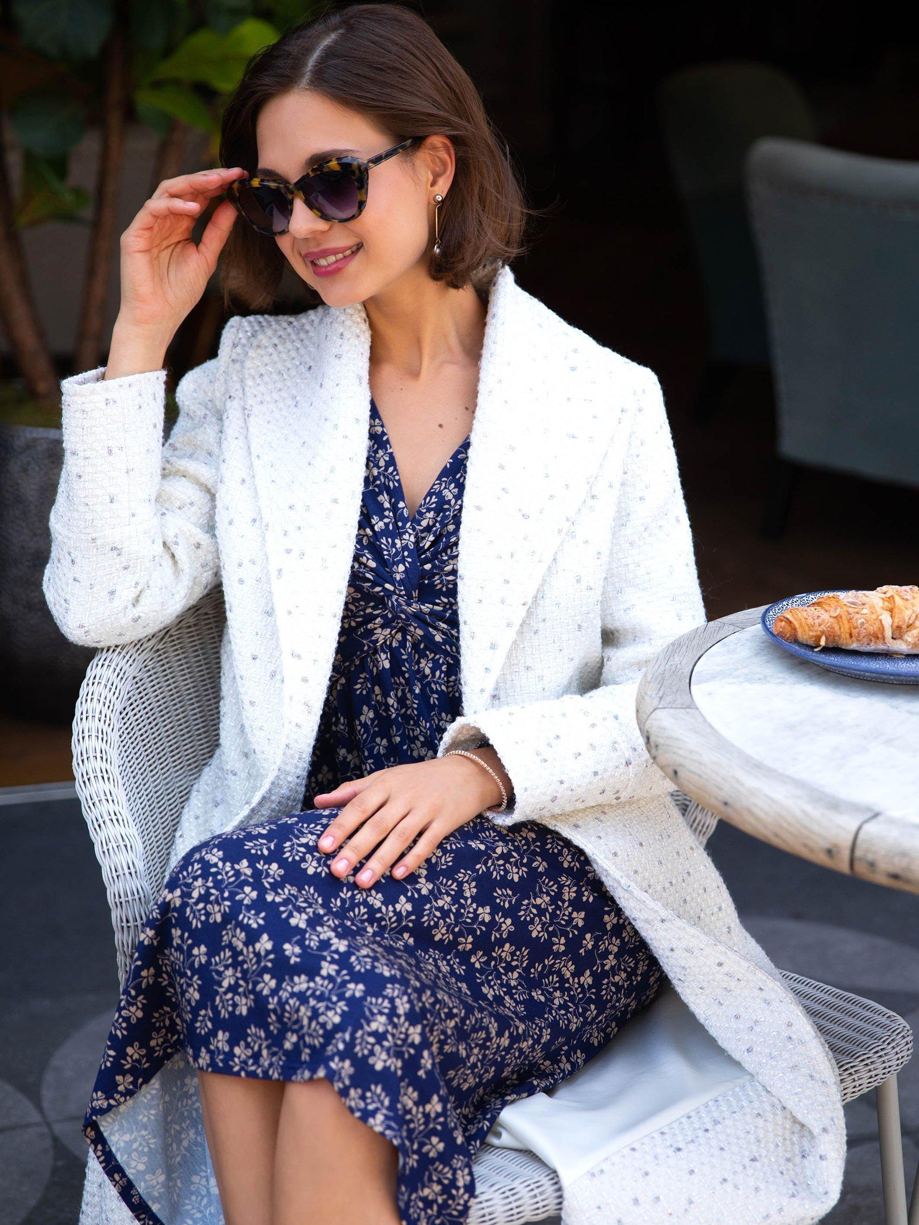 Product image 10 of 10, which shows Alie Street Sabrina Bouclé Coat, Ivory, 6