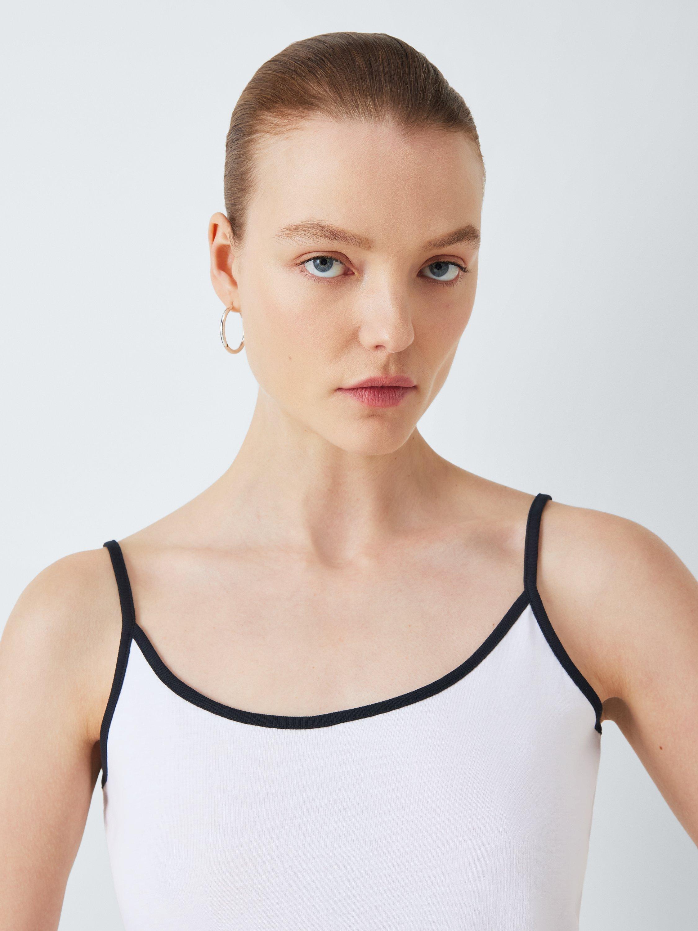 Product image 5 of 6, which shows John Lewis Contrast Trim Organic Cotton Cami Top, White, 14