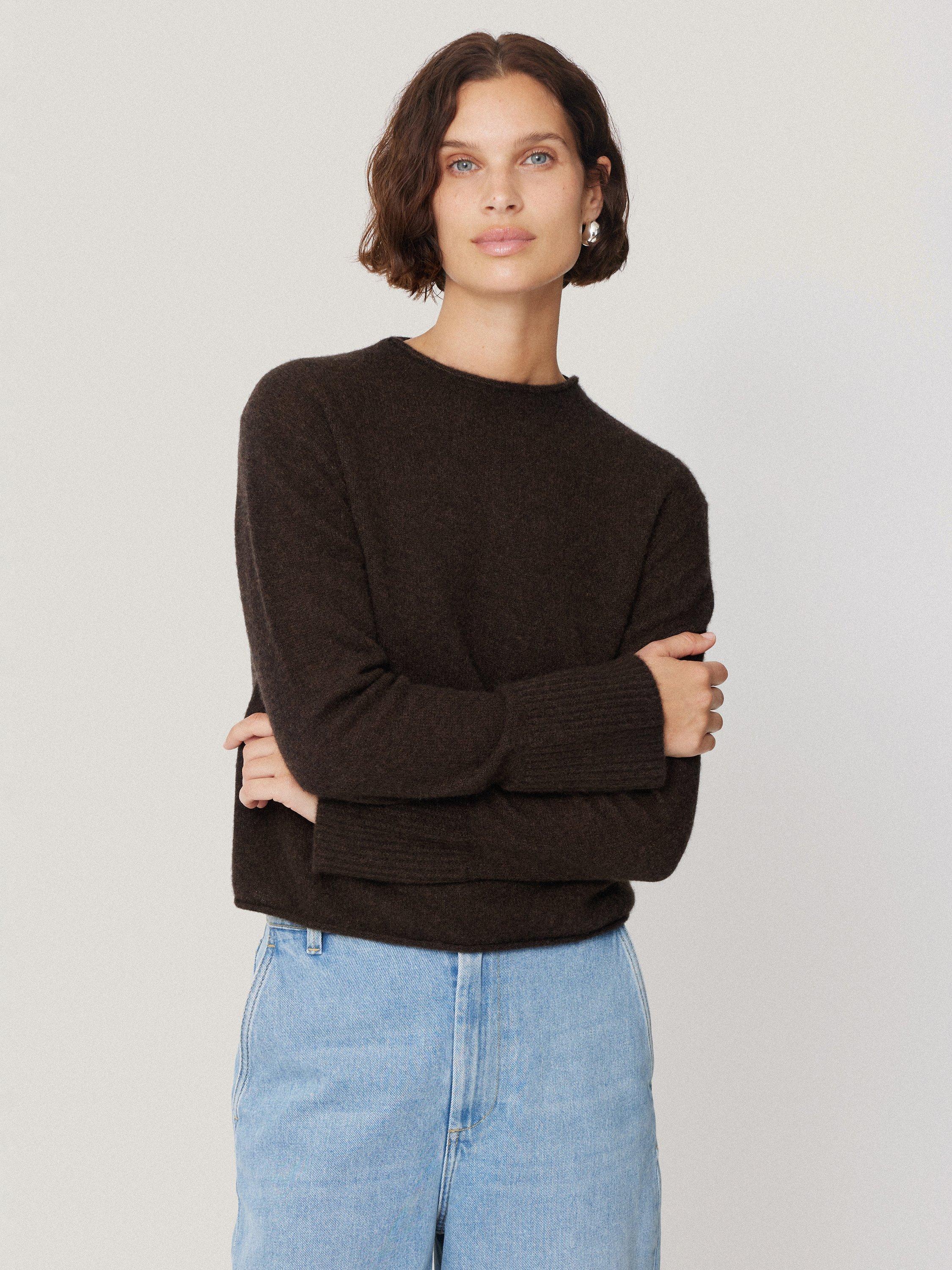 Product image 1 of 8, which shows Jigsaw Eldon Cloud Cashmere Jumper, Brown, XS