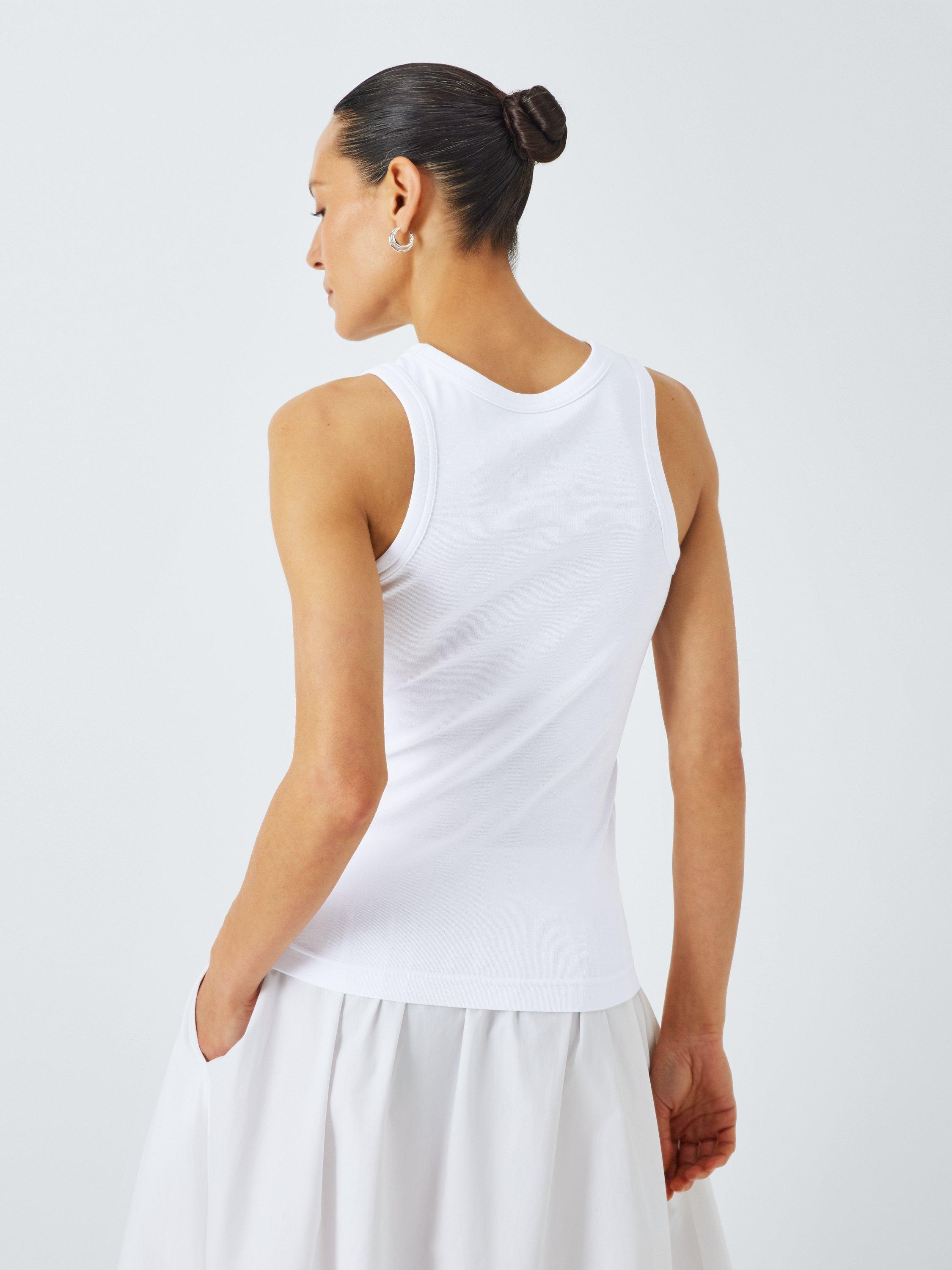Product image 2 of 6, which shows John Lewis Embellished Organic Cotton Vest Top, White, 6