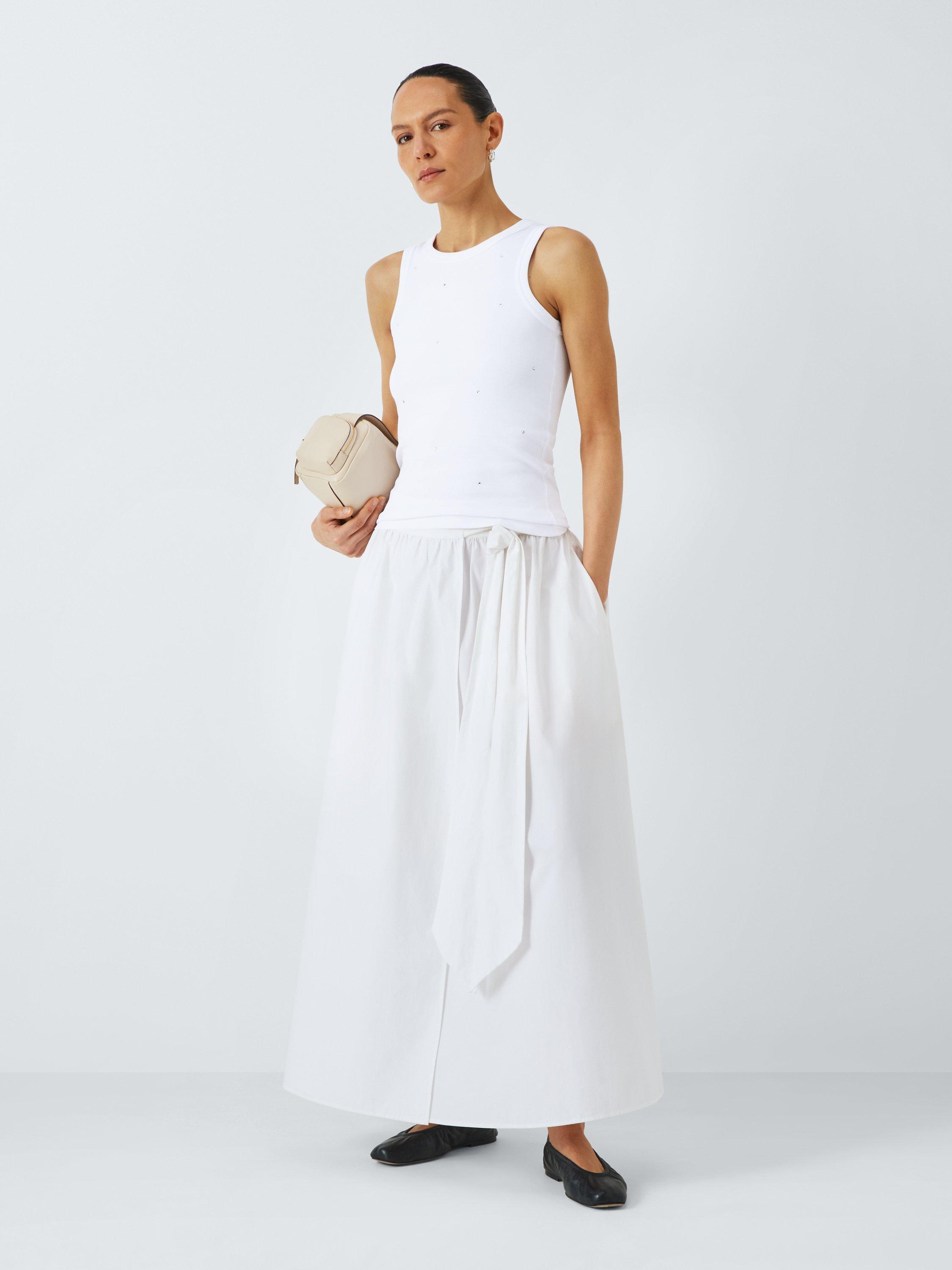 Product image 3 of 6, which shows John Lewis Embellished Organic Cotton Vest Top, White, 6