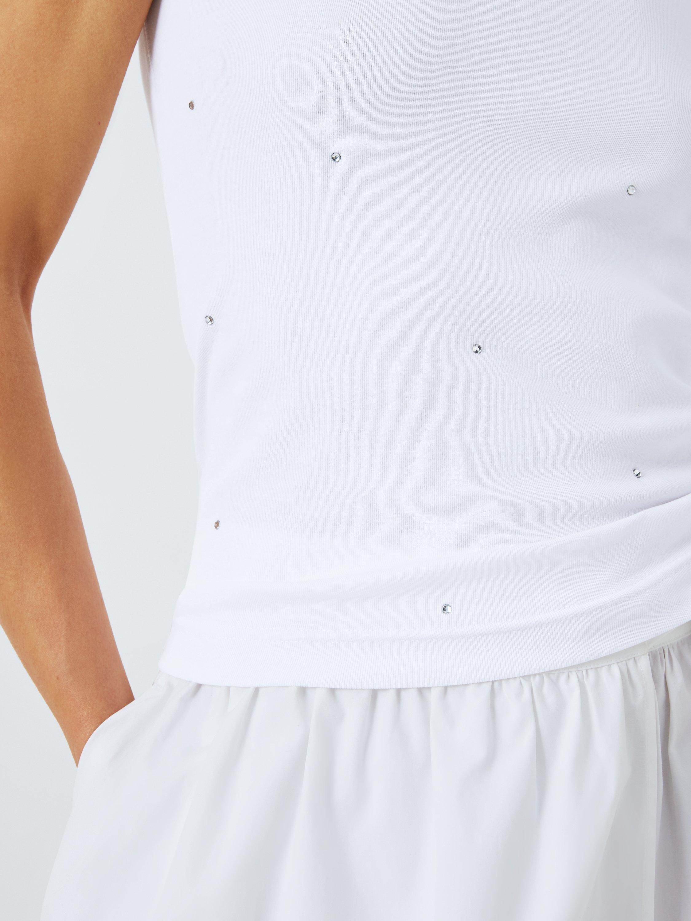 Product image 5 of 6, which shows John Lewis Embellished Organic Cotton Vest Top, White, 6