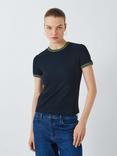 John Lewis Ribbed Contrast Trim Crew Neck T-Shirt