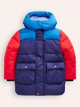 Mini Boden Kids' Fleece Lined Puffer Jacket, Multi