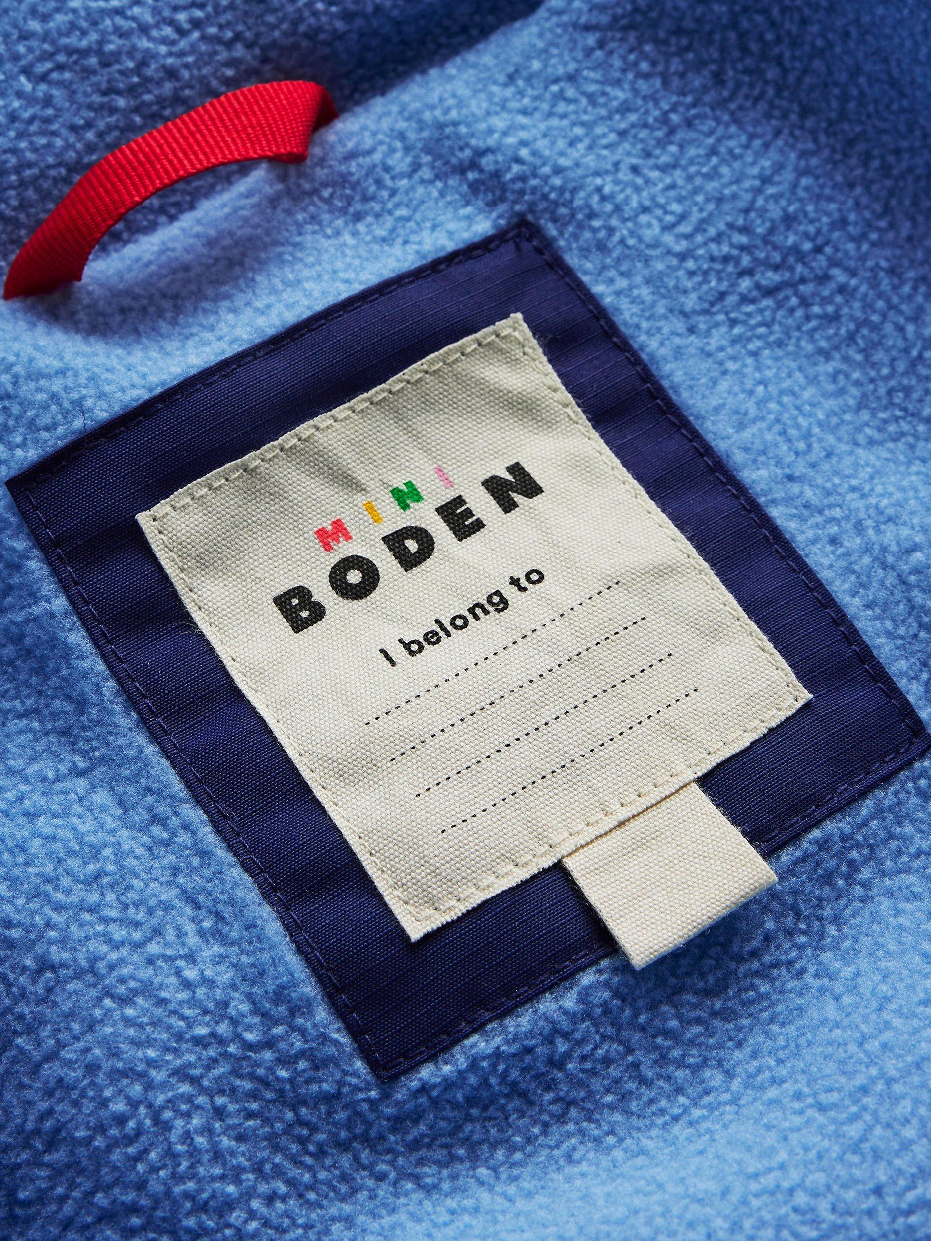 Product image 4 of 5, which shows Mini Boden Kids' Fleece Lined Puffer Jacket, Multi, 8-9 years