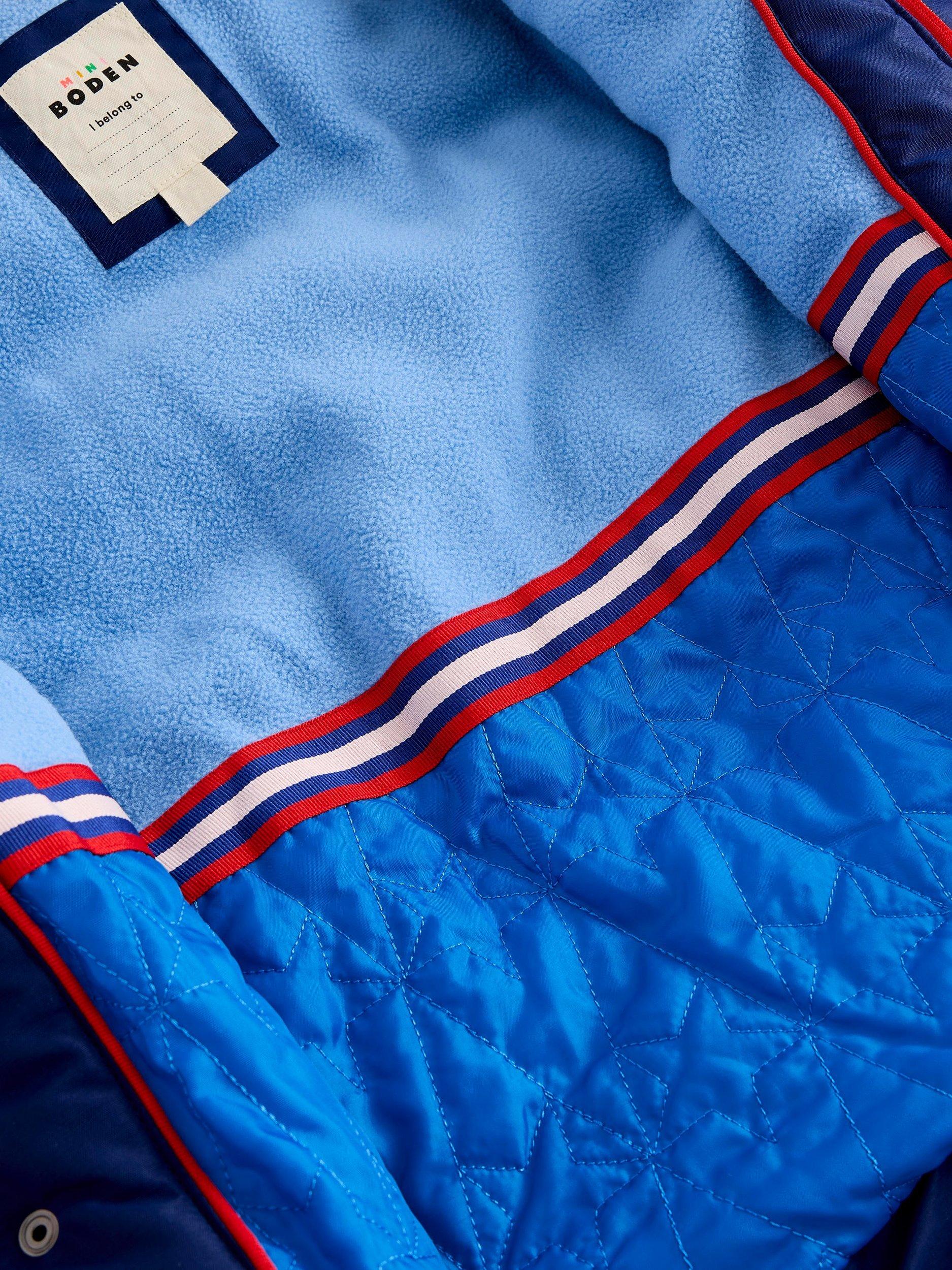 Product image 5 of 5, which shows Mini Boden Kids' Fleece Lined Puffer Jacket, Multi, 8-9 years
